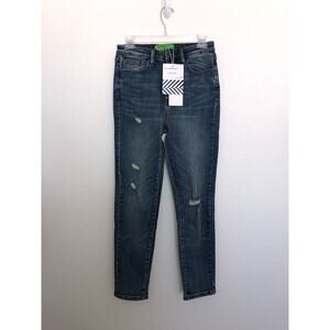 Sandrine Rose High Waisted Straight Fit Indigo Distressed Jeans - 25